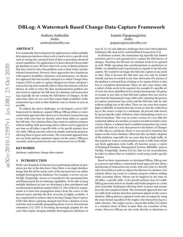 A Watermark Based Change-Data-Capture Framework